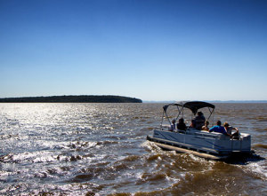 Nibela Lake Lodge boat on the lake