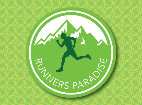 runners paradise guy running logo