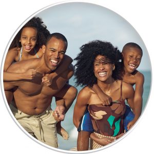 happy dad and mom with kids