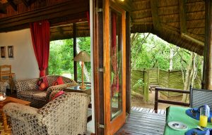 Sobhengu Lodge lounge area with view outside