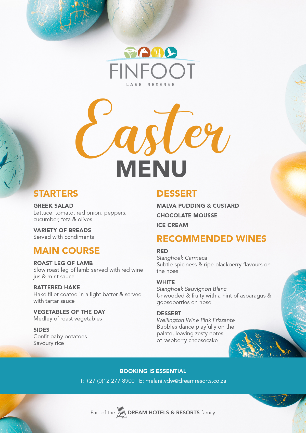 Finfoot Lake Reserve menu