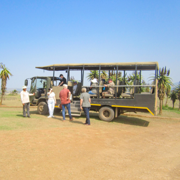 Visitors boarding the game drive vehicle for that one-in-a-lifetime experience.