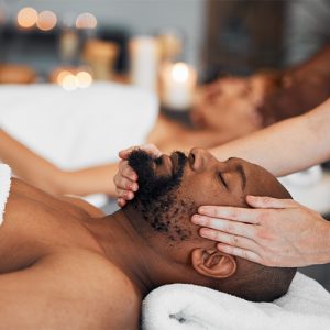 man being massaged in the spa