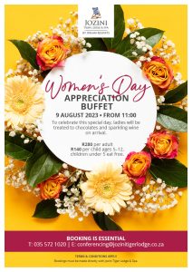 Jozini Tiger Lodge & Spa - Women's Day Appreciation Buffet Lunch