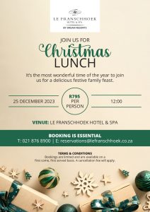 Le Franschhoek Hotel & Spa - Join us for Christmas Lunch